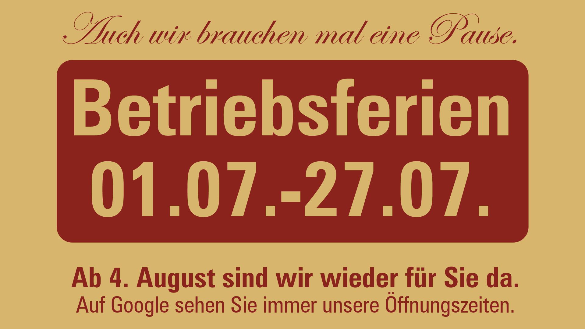 Wipha Thai Massage Studio. Betriebsferien 01.07. - 27.07.2026